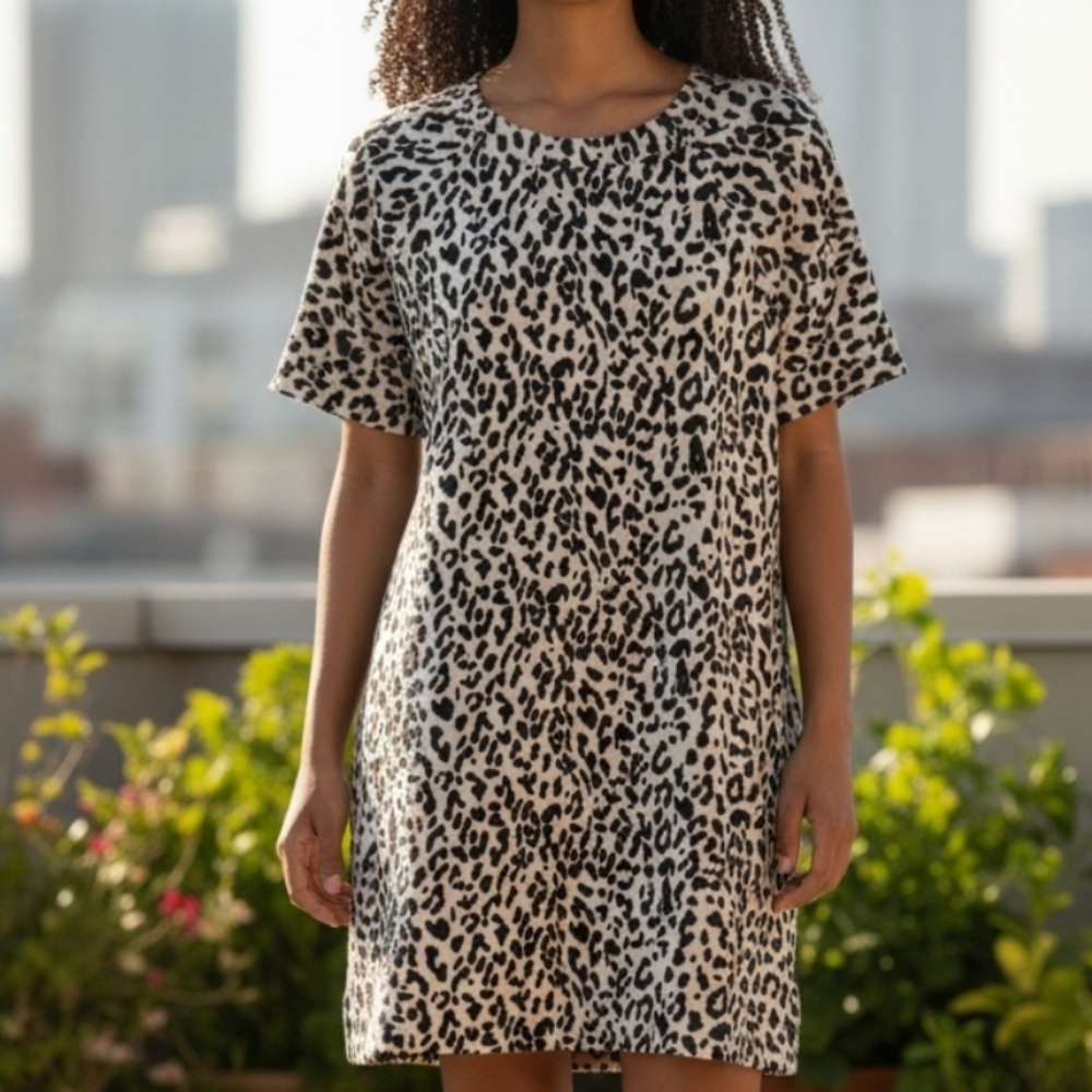 Ellison Leopard Print Shift Dress Size Medium
